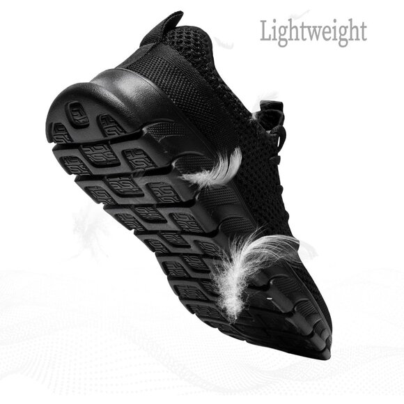 Women Black Running Tennis Walking Lightweight Shoes Slip On Workout Sneakers - Picture 4 of 7